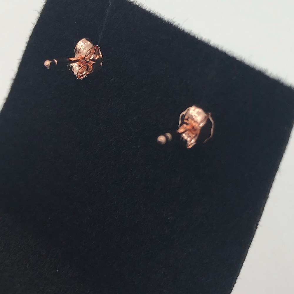 Rose Gold Halo Stud Earrings in Sterling Silver - Picture 7 of 8